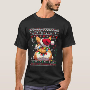 Corgi Butt Ugly Funny Christmas Lights Snowflakes T-Shirt
