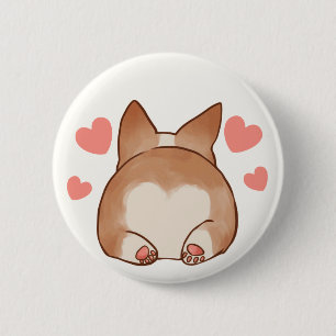 Corgi Butt Valentine's Day Button