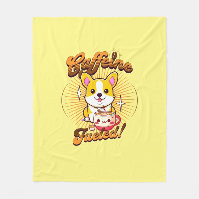 CORGI CAFFEINE FUELED! FLEECE BLANKET (Front)