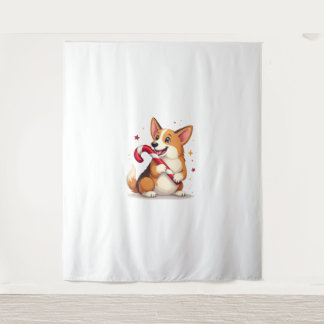 Corgi Candy Cane Joy dog Tapestry