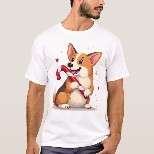 Corgi Candy Cane Joy T-Shirt (Front)