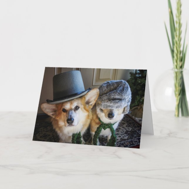 Corgi carolers Christmas card (Front)