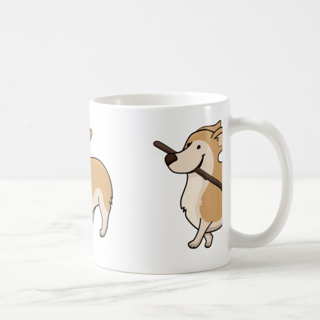 corgi cartoon w stick coffee mug (Right)