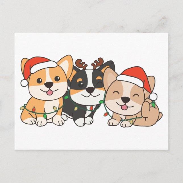Corgi Christmas Animals Cute Dogs Holiday Postcard (Front)