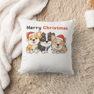 Corgi Christmas Animals Cute Dogs Merry Christmas Cushion