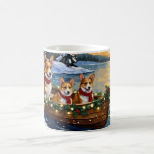 Corgi Christmas Boat Holiday Coffee Mug