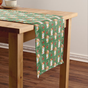 Corgi Christmas Candy Cane Pattern Short Table Runner