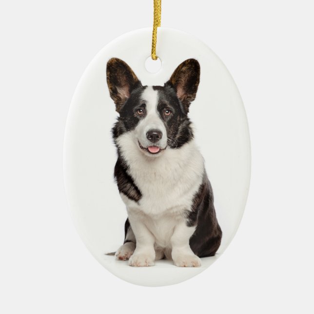 Corgi Christmas Ceramic Tree Decoration (Front)