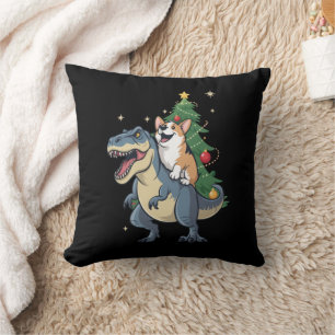 Corgi Christmas Dinosaur Tree Rex Holiday Xmas Cushion