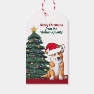 Corgi Christmas Dog with Tail Cute Personalised Gift Tags