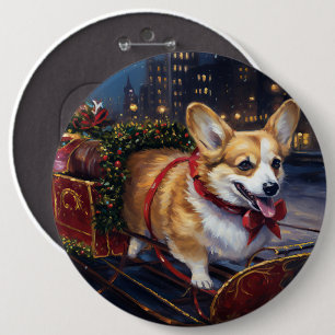 Corgi Christmas Festive Season 6 Cm Round Badge