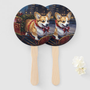 Corgi Christmas Festive Season Hand Fan