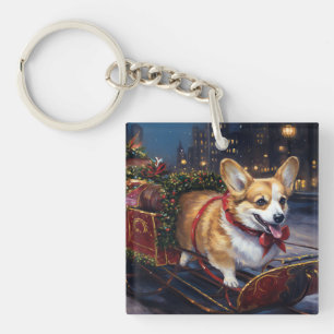 Corgi Christmas Festive Season Key Ring