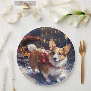 Corgi Christmas Festive Season Paper Plate