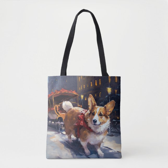 Corgi Christmas Festive Season Tote Bag (Front)