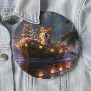Corgi Christmas Festive Voyage 6 Cm Round Badge