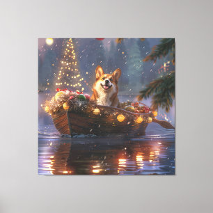 Corgi Christmas Festive Voyage Canvas Print