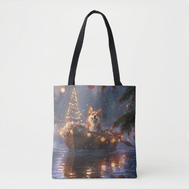 Corgi Christmas Festive Voyage Tote Bag (Front)