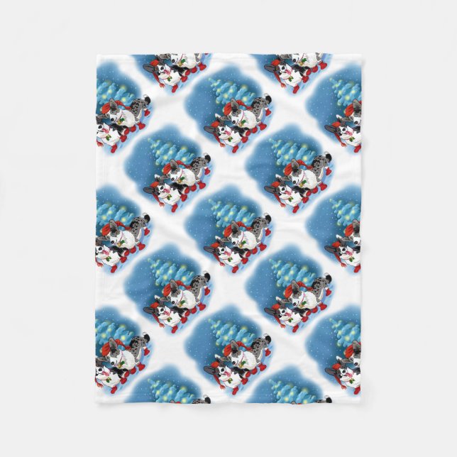 CORGI CHRISTMAS FLEECE BLANKET (Front)
