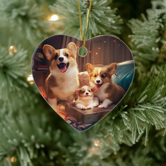 Corgi Christmas Hanging Tree Pet Lover Gift Ceramic Tree Decoration (Tree)
