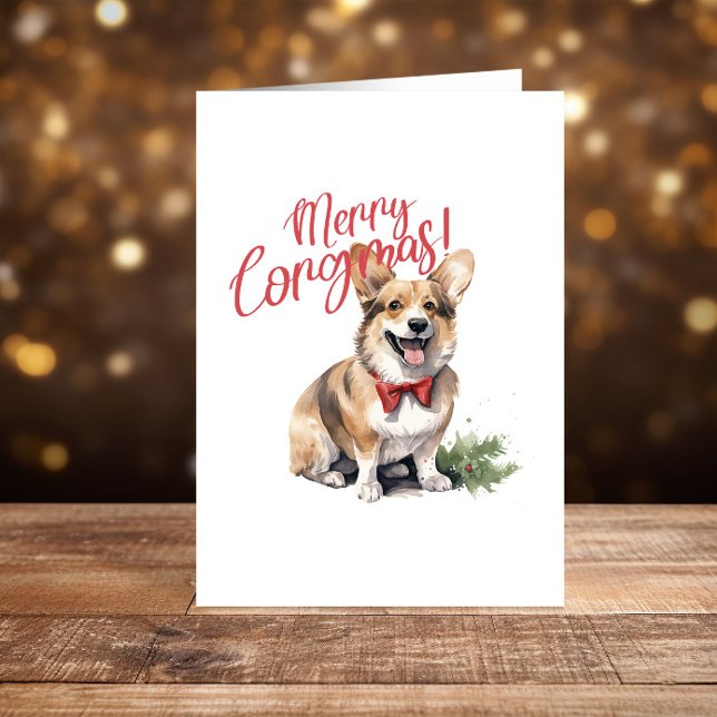 Corgi Christmas Happy Holidays funny Holiday Card (Creator Uploaded)