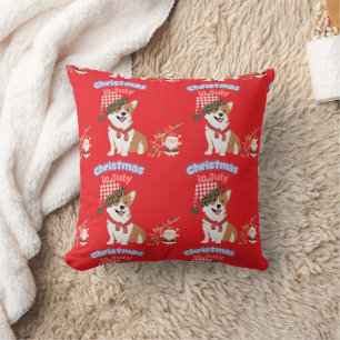 Corgi Christmas in July Ornament Cushion