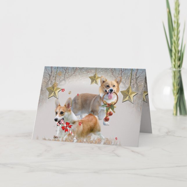 Corgi Christmas Joy Holiday Card (Front)