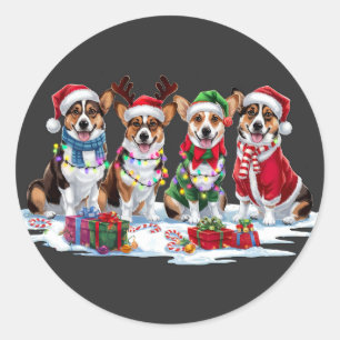 Corgi Christmas Lights - Adorable Design Classic Round Sticker