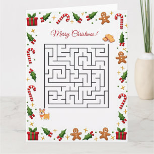 Corgi Christmas Maze Puzzle Holiday Card