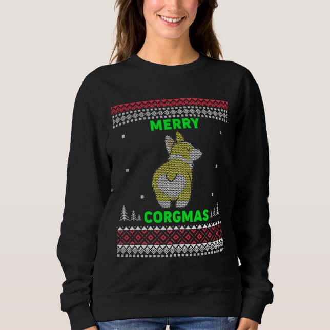 Corgi Christmas Merry Corgmas Corgi Ugly Sweatshirt (Front)