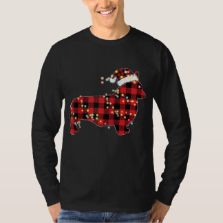 Corgi Christmas Red Plaid Buffalo Pyjamas Xmas Dog T-Shirt