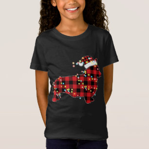 Corgi Christmas Red Plaid Buffalo Pyjamas Xmas Dog T-Shirt