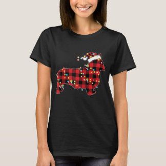 Corgi Christmas Red Plaid Buffalo Pyjamas Xmas Dog T-Shirt