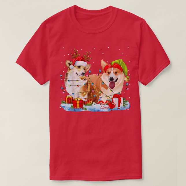 Corgi Christmas Reindeer Dog Lover mas holiday  T-Shirt (Design Front)