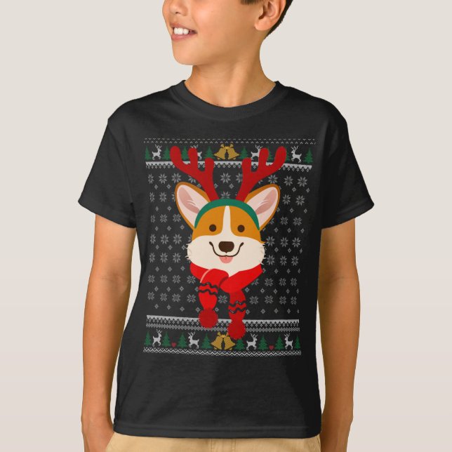 Corgi Christmas Reindeer Ugly Sweater Scarf Holida (Front)