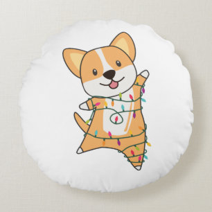 Corgi Christmas Snow Winter Animals Corgis Adult C Round Cushion