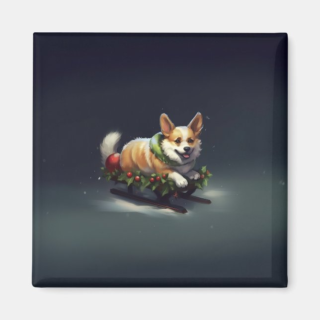 Corgi Christmas snow winter Magnet (Front)