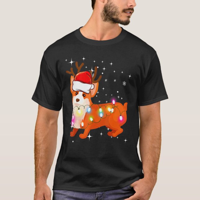 Corgi Christmas Tee Reindeer (Front)