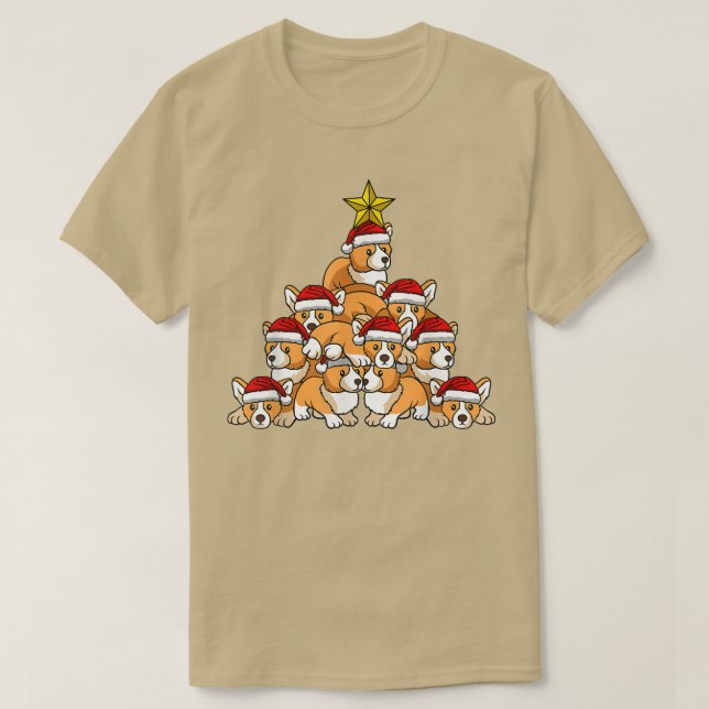 Corgi Christmas Tree Cute Christmas Tree Animals  T-Shirt (Design Front)