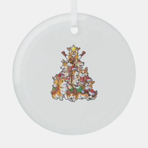 Corgi Christmas Tree Dog Santa Merry Corgmas Xmas Glass Tree Decoration