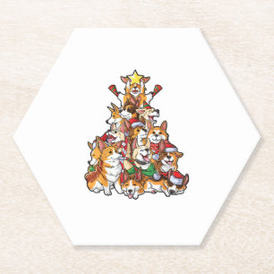 Corgi Christmas Tree Dog Santa Merry Corgmas Xmas Paper Coaster