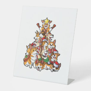 Corgi Christmas Tree Dog Santa Merry Corgmas Xmas Pedestal Sign