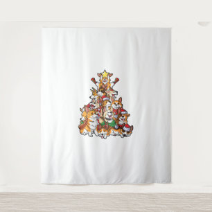 Corgi Christmas Tree Dog Santa Merry Corgmas Xmas Tapestry