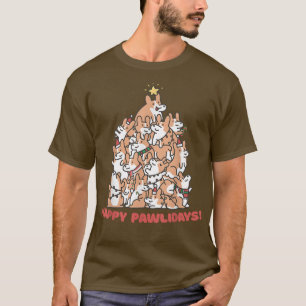 Corgi Christmas Tree Happy Pawlidays Cute  T-Shirt
