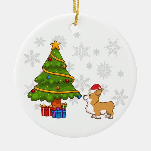 Corgi Christmas Tree Ornament (Front)