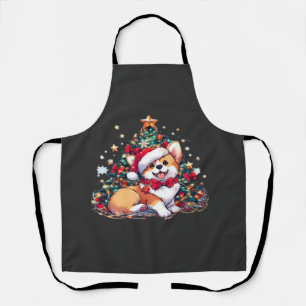 Corgi Christmas Tree Oversized T-Shirt Apron