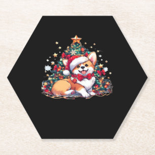Corgi Christmas Tree Oversized T-Shirt Paper Coaster