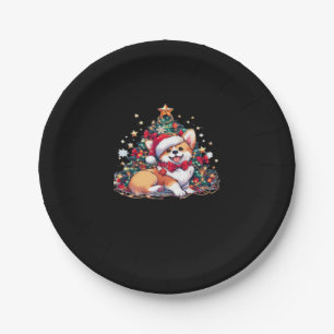 Corgi Christmas Tree Oversized T-Shirt Paper Plate