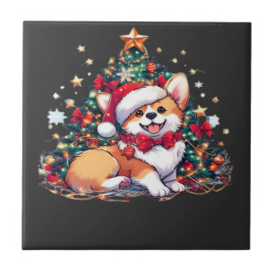 Corgi Christmas Tree Oversized T-Shirt Tile