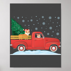 Corgi Christmas Tree Truck Vintage Christmas Truck Poster